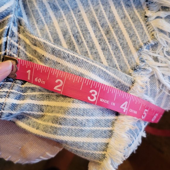 American Eagle Striped Distressed Jean Shorts - Picture 7 of 9